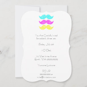 Convite CMY Mustaches (estilo letterpress)