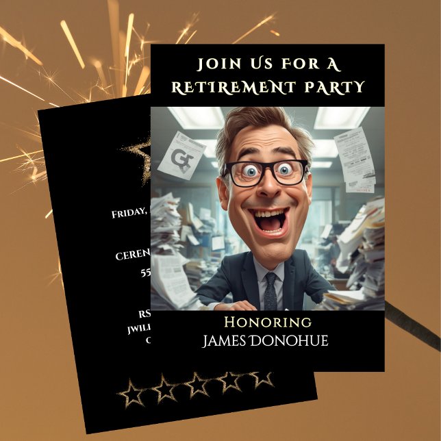 Convite Co-Worker Funny Retirement Party   (Funny Retirement Party Colleague Invitation)