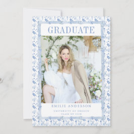 Convite Coastal Blue Graduation Announcement Card Photo