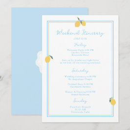 Convite Coastal Blue Lemon Amalfi Wedding Itinerary Card