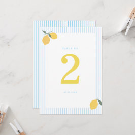 Convite Coastal Blue Lemon Amalfi Wedding Table Number