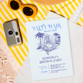 Convite Coastal Blue Mermaid Cowgirl Summer Birthday Party