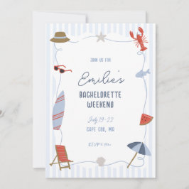Convite Coastal Cape Cod Bachelorette Itinerary Invite 