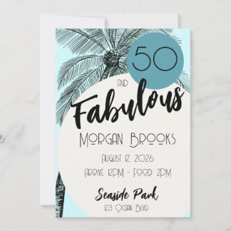 Convite Coastal Chic 50 and Fabulous Birthday Aqua