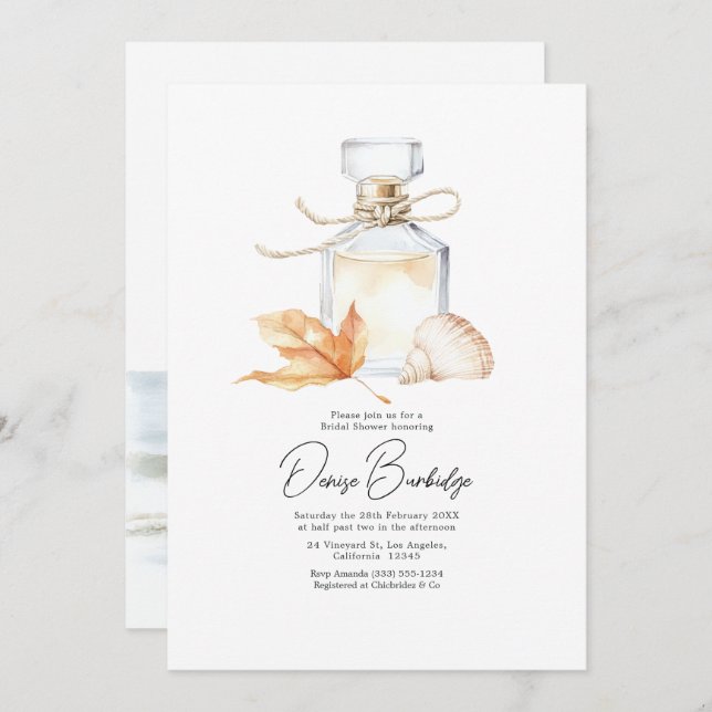 Convite Coastal Chic Autumn - Fall Bridal Shower (Frente/Verso)