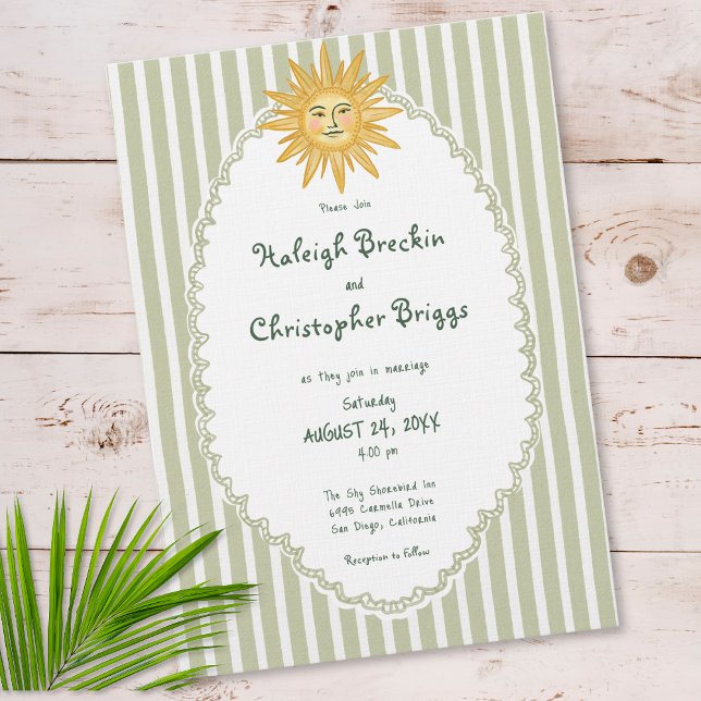 Convite Coastal Chic Sun Palm Tree Wedding (Coastal Chic Sun Palm Tree Wedding Invitation)