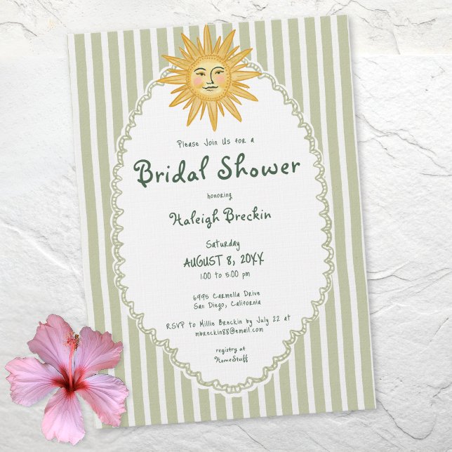 Convite Coastal Chic Whimsical Sun Palm Bridal Shower (Coastal Chic Whimsical Sun Palm Bridal Shower Invitation)