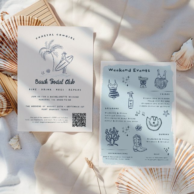 Convite Coastal Cowgirl | Batalhão de rabo cúbico (Criador carregado)