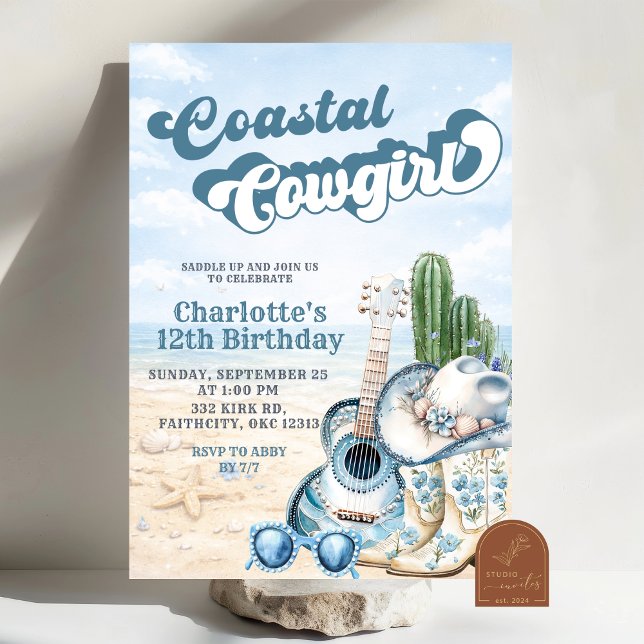 Convite Coastal Cowgirl Birthday Invitation (Criador carregado)