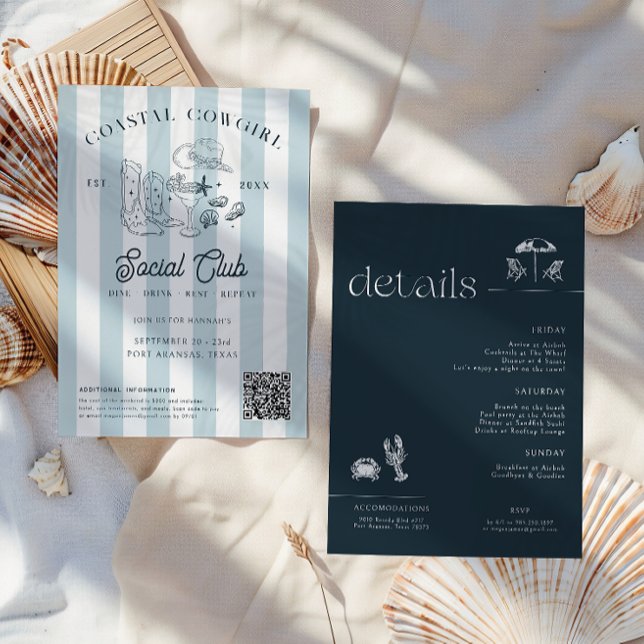 Convite Coastal Cowgirl | Fim de Semana de Bachelorette (Criador carregado)