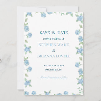Convite Coastal Hydrangea Save the Date 