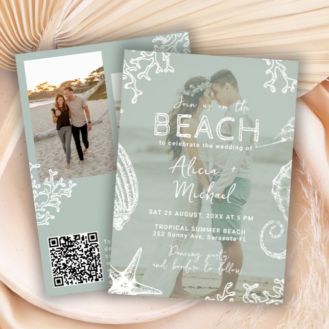 Convite Coastal ocean beach destination wedding all in one (Criador carregado)