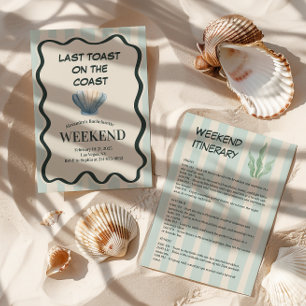 Convite Coastal Shell Seafoam Bachelorette Bash