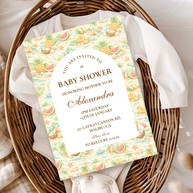 Convite Coastal Tropical Fruits Baby Shower (Criador carregado)