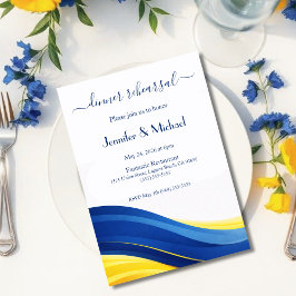 Convite Cobalt Blue and Lemon Yellow Dinner Rehearsal 