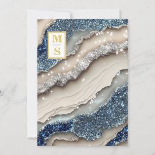 Convite *~ Cobalt Blue Ivory Agate QR AR66 RSVP Casamento