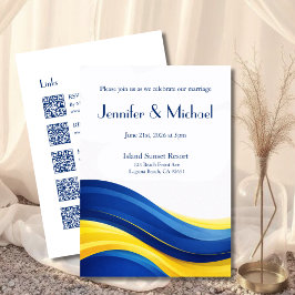 Convite Cobalt Blue & Lemon Yellow All in One Wedding 