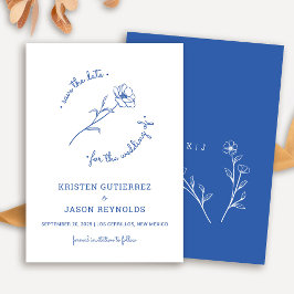 Convite Cobalt Blue Wildflower Save Date (Salvar A Data)