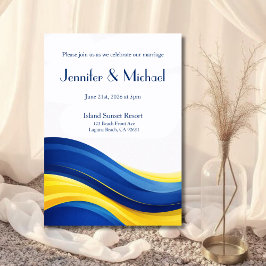 Convite Cobalt Blue & Yellow Modern Wedding 