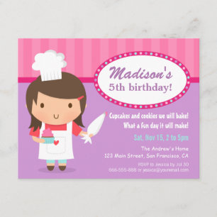 Convite Cobertura de Cupcake da Chef Menina Festa de Anive