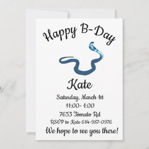 Convite Cobrá-Corala Azul Feliz Aniversário 