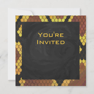 Convite Cobra de Monograma Castanho e Impressão Dourado