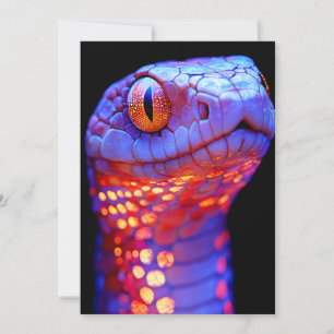 Convite Cobra de Neon brilhante com olhos hipnóticos e Sci
