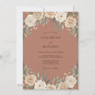 Convite Cobre Aquarela Botânica de Casamento