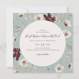 Convite Cobre Burgundy | Casamento Teal Square