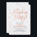 Convite Cobre e mármore | Surpresa 50.a Festa de aniversár<br><div class="desc">Celebre seu dia especial com este modelo na moda moderno de convites de aniversário. Este design apresenta um confete texturizado de cobre chic com fundo de mármore.</div>