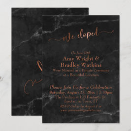 Convite Cobre Escrito Nós Fugimos Escrito em Mármore Preto