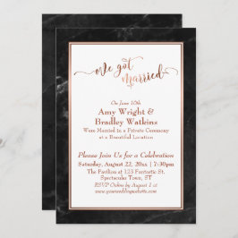 Convite Cobre Nós Casamos Mármore Preto Celebração