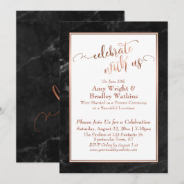 Convite Cobre Preto Mármore Celebre Conosco Diversão de Ca