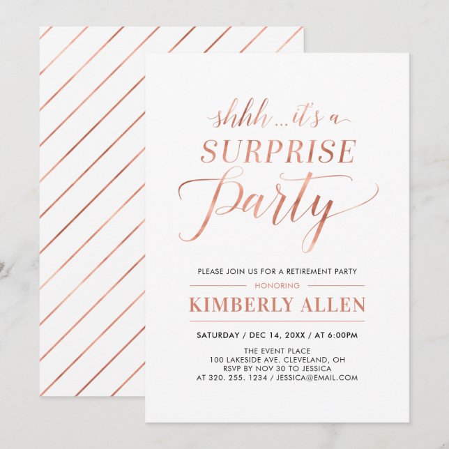 Convite Cobre | Simples Partido de Reforma Empresarial Mod (Frente/Verso)