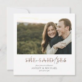 Convite COBRE TYPOGRAPHY Ela Disse Sim Noivado Quadrado