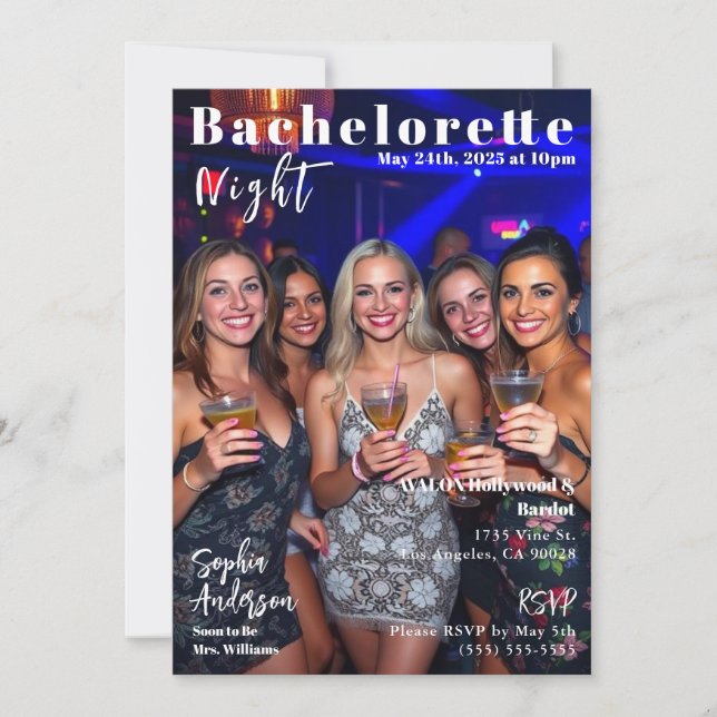 Convite Cobrir da Bachelorette Night Magazine (Frente)