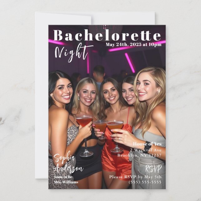Convite Cobrir da Bachelorette Night Magazine (Frente)