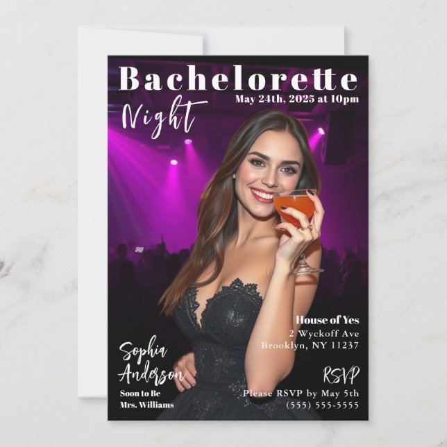 Convite Cobrir da Bachelorette Night Magazine (Frente)