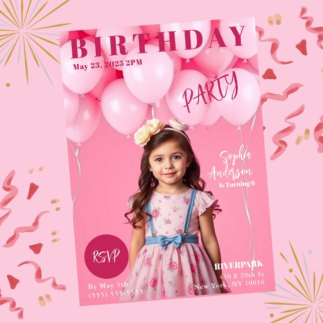 Convite Cobrir da Festa de aniversario de meninas Magazine (Girls Birthday Party Magazine Cover Invitation)