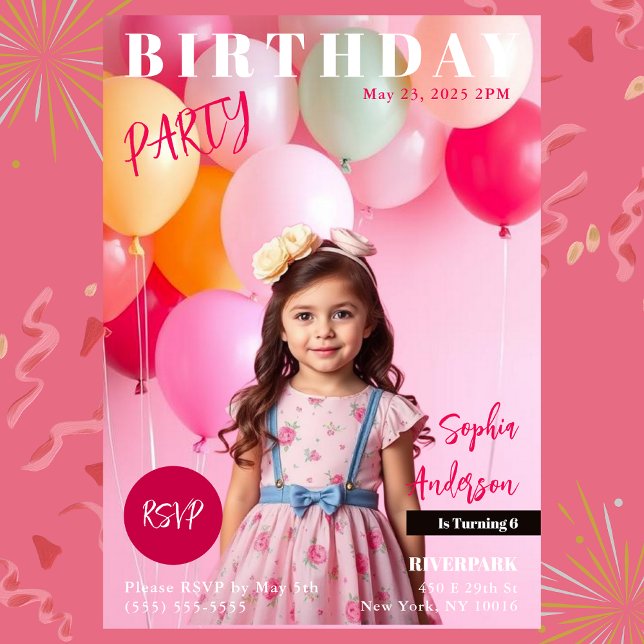 Convite Cobrir da Festa de aniversário Magazine (Pink Birthday Party Magazine Cover Invitation Girls)