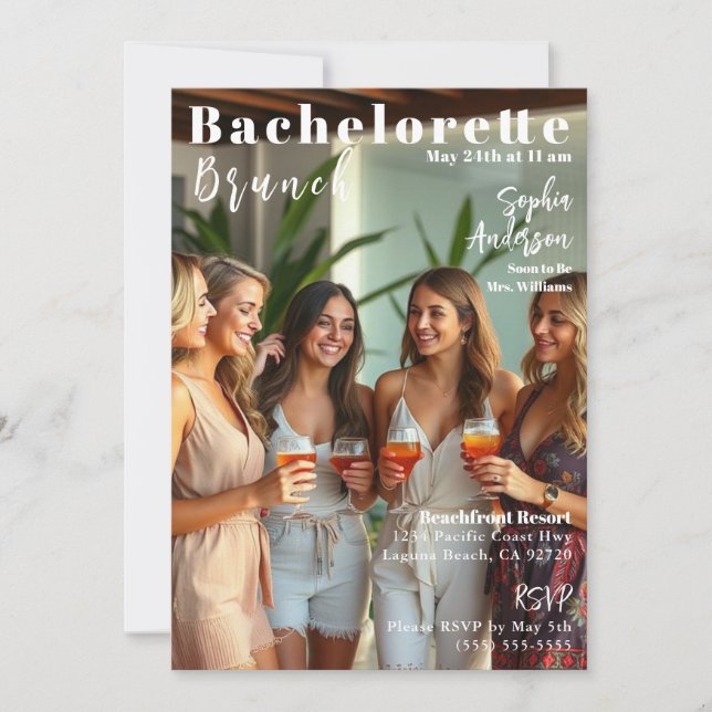 Convite Cobrir da Revista Bachelorette Brunch (Frente)