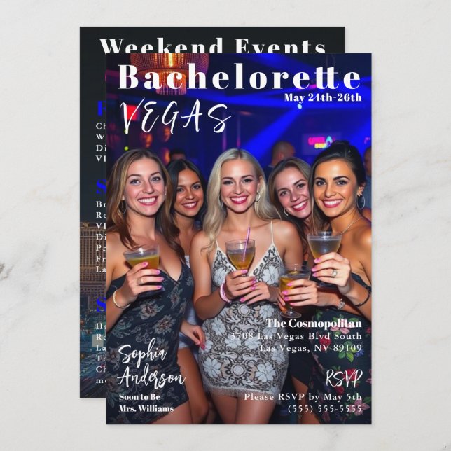 Convite Cobrir da revista Bachelorette Weekend (Frente/Verso)