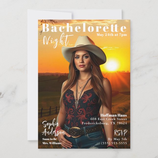 Convite Cobrir da Revista Country Bachelorette (Frente)