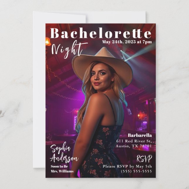 Convite Cobrir da Revista Country da Bachelorette (Frente)