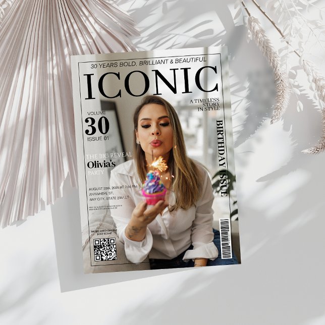 Convite Cobrir de aniversário de 30 anos de código qr do   (Criador carregado)