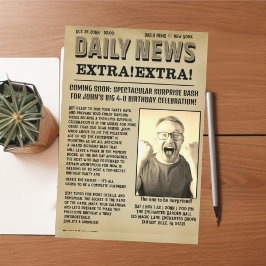 Convite Cobrir de paródia de jornal antigo