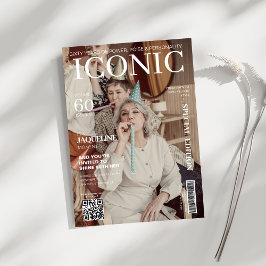 Convite Cobrir de revista com código qr 60º Festa de anive
