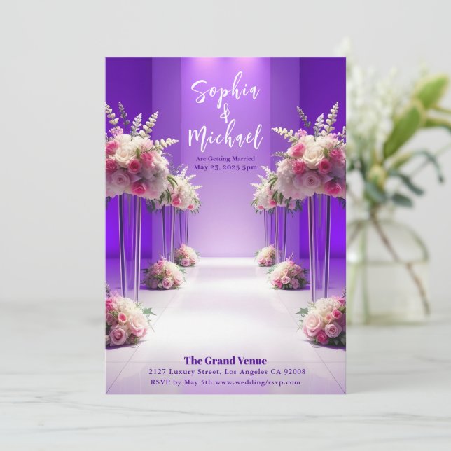 Convite Cobrir Roxo da Revista de Casamento (Em pé/Frente)