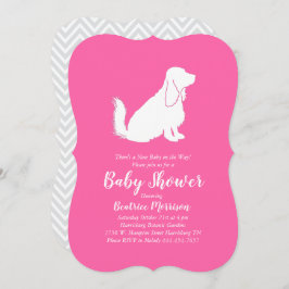 Convite Cocker Spaniel Bebê Menina Chá de Bebê Rosa