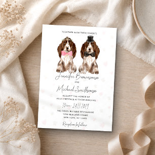 Convite Cocker Spaniel temático pata coração casamento
